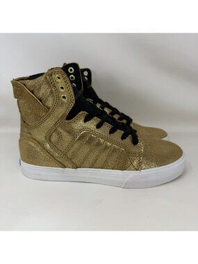 Supra Skytop Muska 001 Athletic Shoes Gold White Youth Size 2